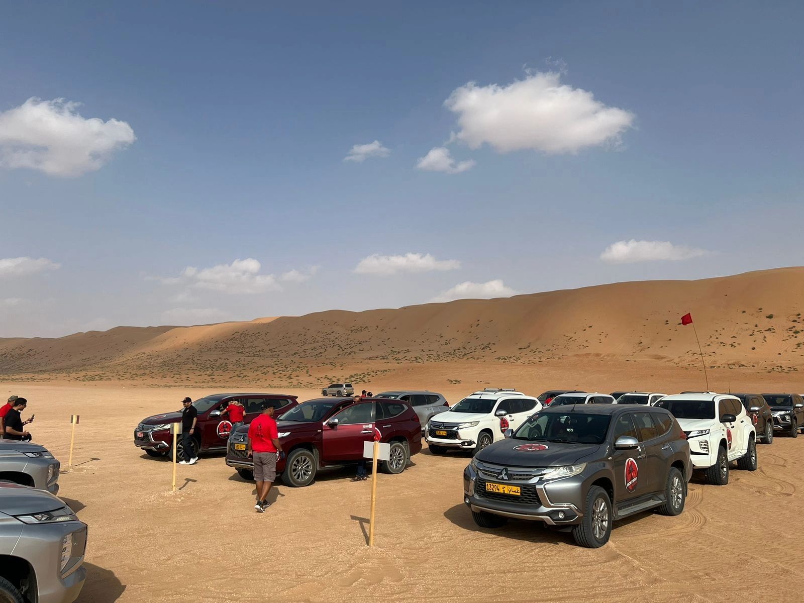 Vehicles gathered for a desert driving experience